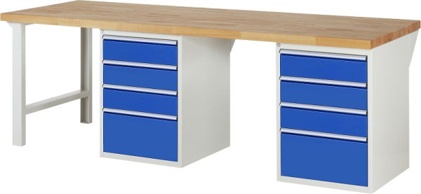 RAU Werkbank Serie 7000 - Baukasten-Bauweise, 2x Unterbau-Container (4x Schublade), 2500x840x900 mm, 03-7510A8-259B4S.11