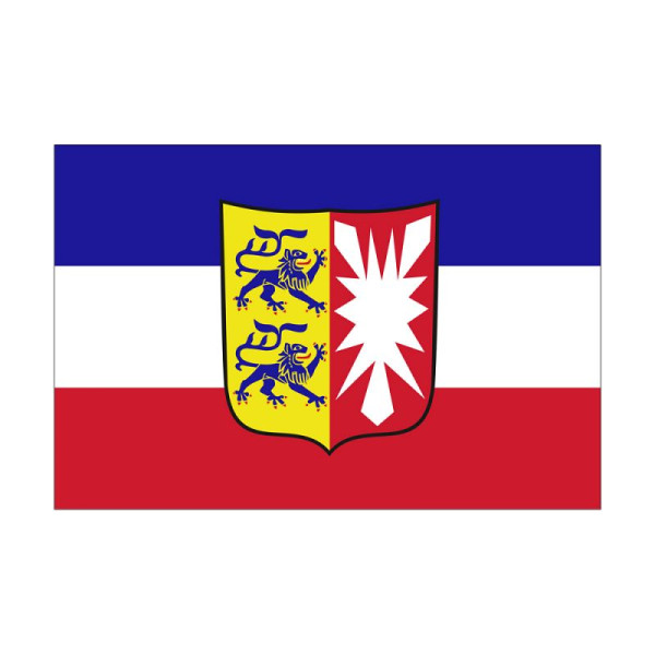 Stein HGS Landesflagge Schleswig-Holstein, 60 x 90 cm (Querformat), mit Seil und Schlaufe, FlagTop 160 g/m², für Fahnenmasten 6 m, ohne Hohlsaum, 26639