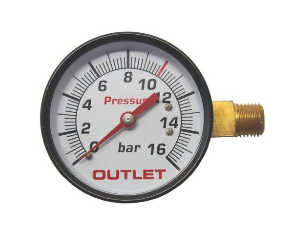 AEROTEC Manometer 16 bar 63 mm - 1/4 Zoll AG rechts, 9052069-PS