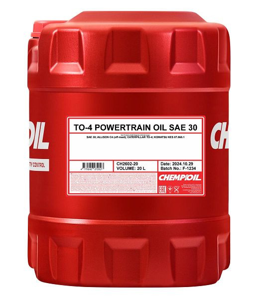 CHEMPIOIL Getriebehydraulik-Mineralöl 2602 TO-4 Powertrain Oil SAE 30, VE: 20 l, CH2602-20