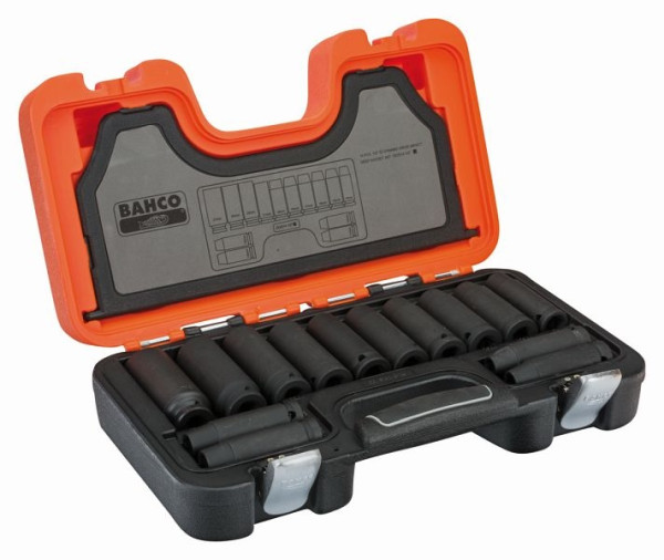 Bahco Kraftsteckschlüssel-Satz 1/2", lang, 14-teilig, 10-19 mm + 21, 22, 24, 27 mm, DD/S14