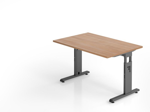 Hammerbacher Schreibtisch OS12, 120 x 80 cm, Platte: Nussbaum, 25 mm dick, 2 mm ABS-Kante, Rechteckform, VOS12/N/G
