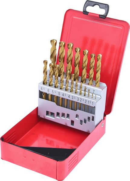KS Tools HSS TiN Spiralbohrer-Satz, Stahlblechkassette 19-teilig 1-10mm, 330.4610