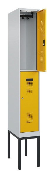C+P Doppelstock-Spind Evolo PLUS, Gestell, 2 Fächer, 2120x300x500mm, 7035/1004, Zylinderschloss, 0493307-10 S10027