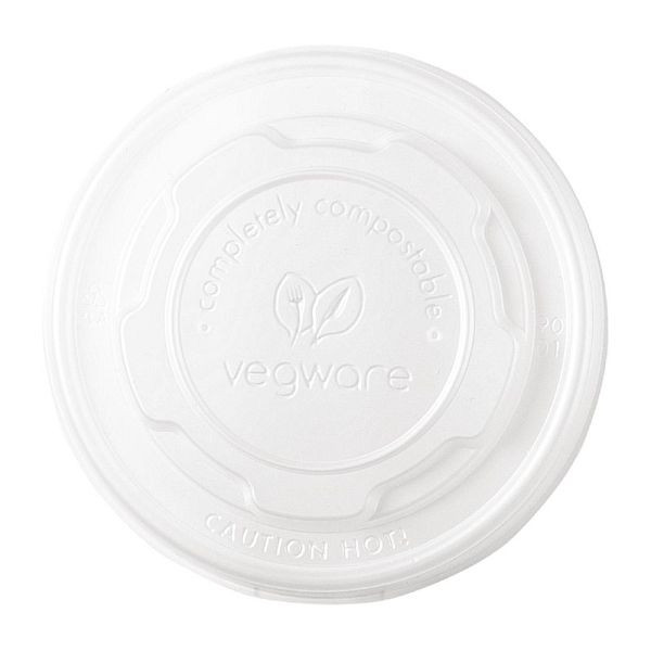Vegware kompostierbare flache Deckel für Suppen- und Universalbecher 23cl, VE: 1000 Stück, GH166
