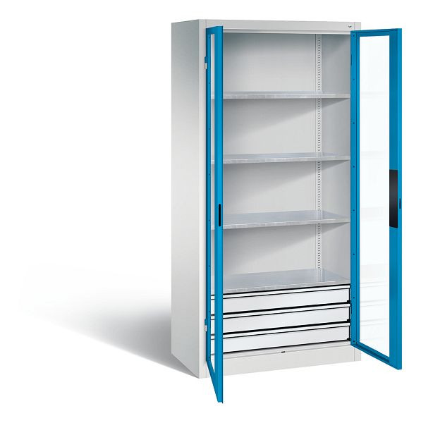 C+P Werkzeugschrank Acurado, H1950xB930xT500mm, Farbe: Lichtgrau / Lichtblau, Muldengriff, 8921-553 S10093