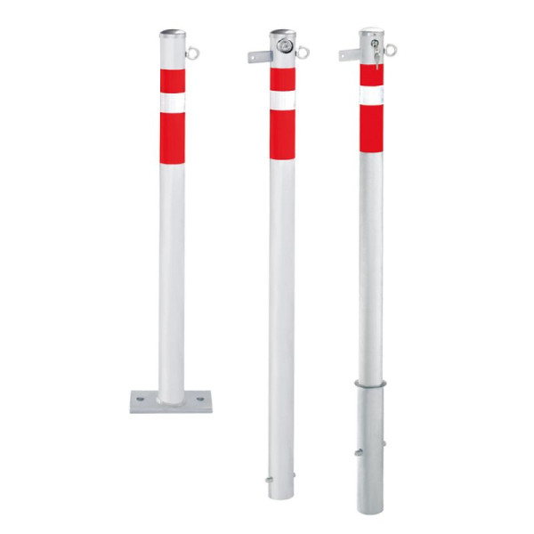 Stein HGS Absperrpfosten -Steel Line-, mit Kettenschloss und Feuerwehrverschluss, Schließung oben, zum Aufdübeln, inkl. 1 Dreikantschlüssel und 2 Dübel, 14219