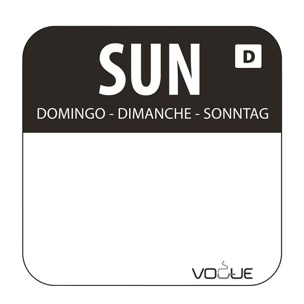 Vogue Selbstauflösende Lebensmittelrotationsetiketten Sonntag, VE: 1000 Stück, U783
