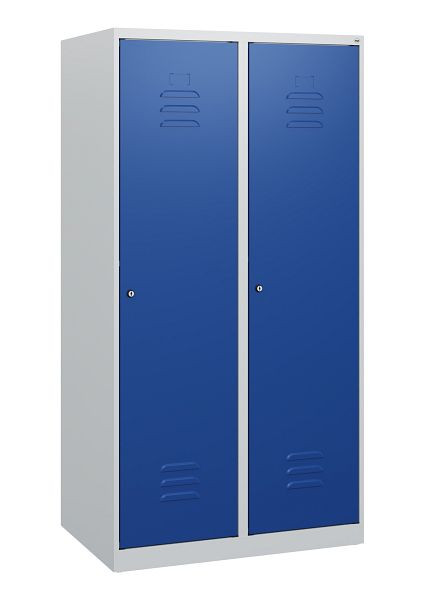 C+P Umkleidespind Classic PLUS, 2 Abteile, 1530x800x500mm, 7035/5010, Zylinderschlösser, 0800005-22 S10012