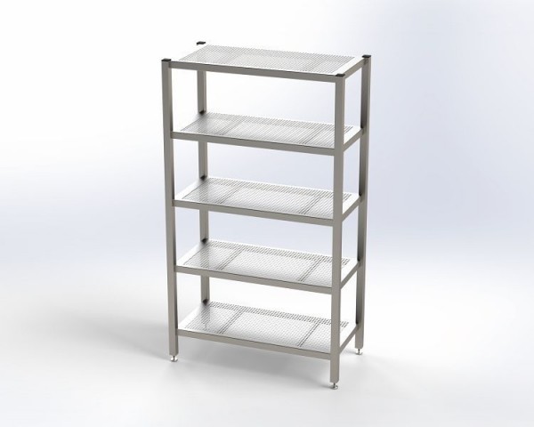 KEK Reinraumregal mit gelochten Böden, BxTxH: 1000 x 500 x 1750 mm, 5372281500