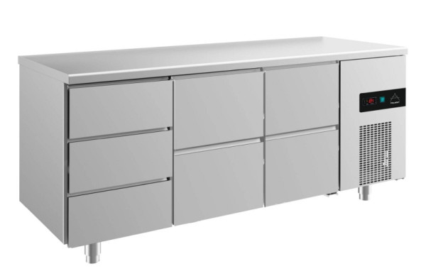 A&S Polarny Kühltisch -2 bis +8°C mit 2x zwei Schubladen und 1x drei Schubladen links, 1865 x 700 x 850 mm, KT3DZZ