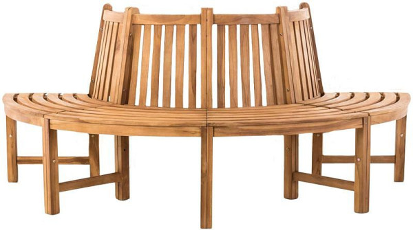 CLP Baumbank Leming halbrund 200 cm, teak, 324802, 4255716332044
