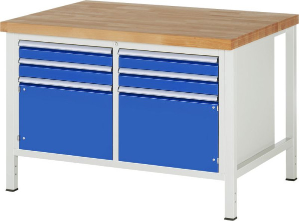 RAU Werkbank Serie 8000 - Modell 8469, B1250 x T900 x H840 mm, Systemunterbau B1235 x T850 x H800 mm, 03-8469A2-129B4S.11