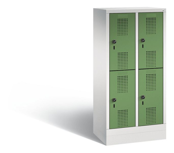 C+P Kindergarten-Spind Evolo, 4 Fächer, H1300xB610xT300 mm, Grau/Resedagrün, 483203-20 S10056