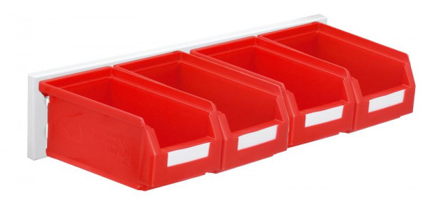 Kappes RasterPlan Wandschiene Schlitzplatte Set 4, L 460 mm x H 100 mm, RAL 7035, 4 x Lagersichtkästen Größe 7, 4202.02.5113