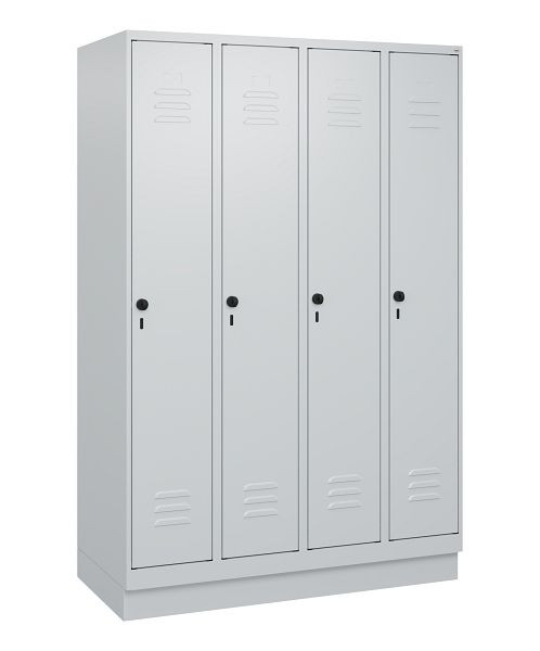 C+P Umkleidespind Classic PLUS, Sockel, 4 Abteile, 1800x1200x500mm, 7035/7035, Drehriegel, 0800207-40 S10009