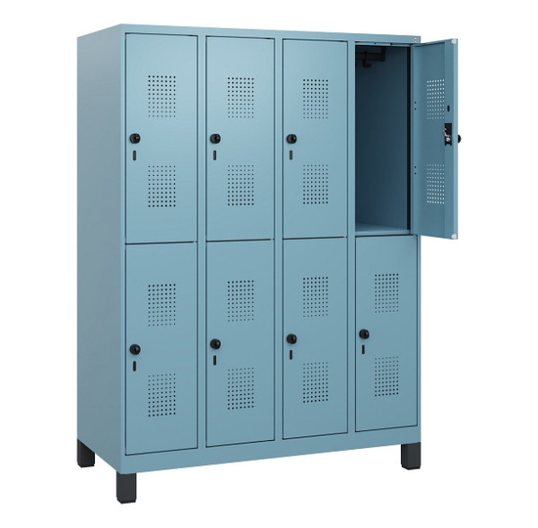 C+P Doppelstöckiger Spind Evolo PLUS, Füße, 8 Fächer, 1630x1200x500mm, 0010/0010, Drehriegel, 0493105-40 S10025