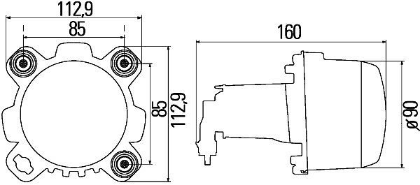 HELLA Halogen/DE-Hauptscheinwerfer, 90mm Performance, 12V, rund, ECE, gehärtete Streuscheibe, transparent, rechts/links, 1ML 247 042-187