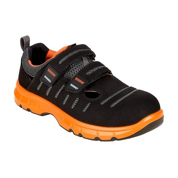 RUNNEX S1P-ESD-Sicherheitsklettsandalen FlexStar, schwarz/orange, Größe: 48, VE: 1 Paar, 5176-48