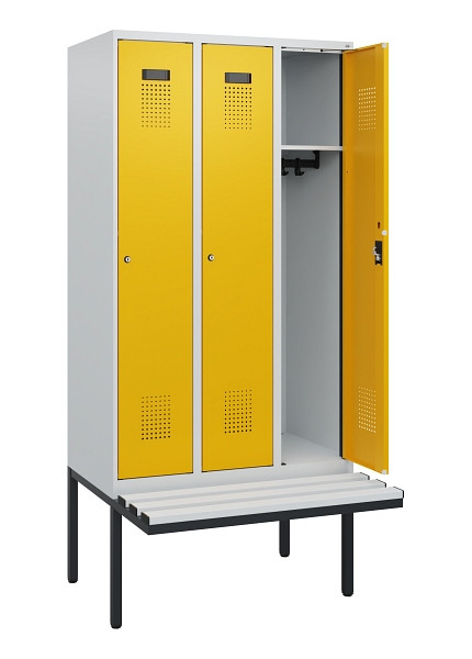 C+P Spind Evolo PLUS, 3 Abteile, 1950x900x815mm, 7035/1004, Zylinderschloss, Material Sitzfläche Kunststoff, 0490405-30 S10081