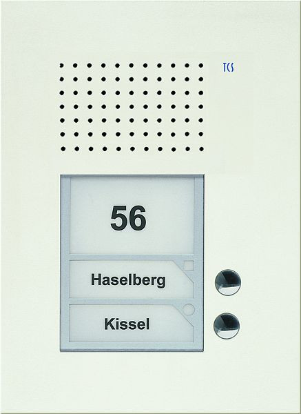 TCS Audio Außenstation Serie PUK 2 Klingeltasten (rechtsbündig), 1-spaltig, UP weiß, PUK02/1-WS