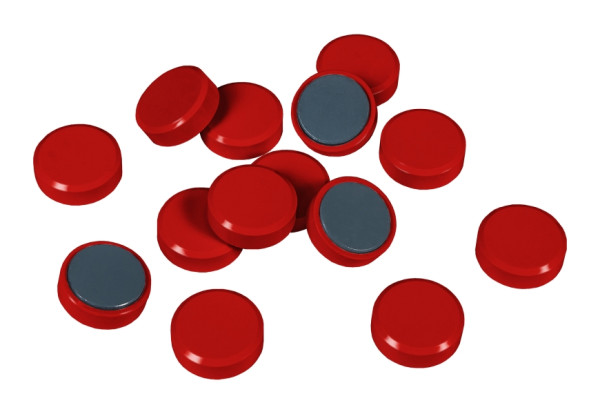 Eichner Facettenrand-Magnet, Durchmesser 30 mm, Höhe 10 mm, Haftkraft 0,6 kg, Farbe rot, VE: 1 Pack à 20 Stück, 9177-00514