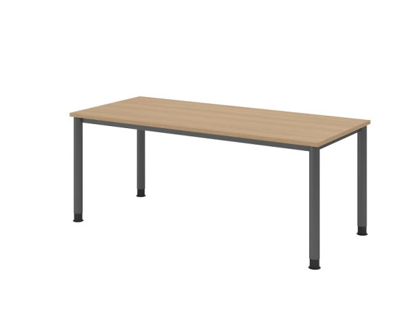 Hammerbacher Schreibtisch HS19, 180 x 80 cm, Platte: Eiche, 25 mm dick, 4-Fuß-Gestell in Graphit, Arbeitshöhe 68,5-81cm, VHS19/E/G