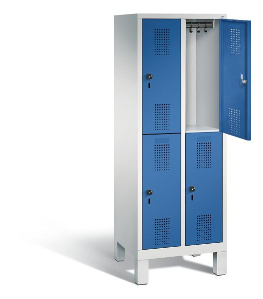 C+P Spind doppelstöckig Evolo, H1650xB610xT500mm, Farbe: Lichtgrau / Enzianblau, 483106-20 S10038