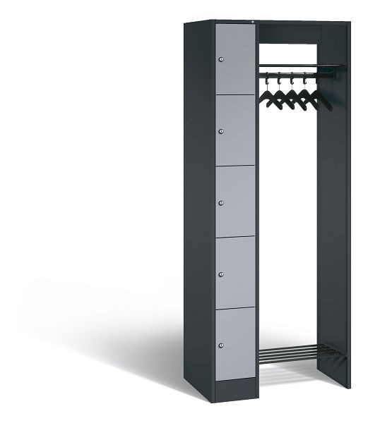 C+P Garderobe Serie 8070, H1950xB740xT480 mm, Anthrazit/Weißalu, 80700-00 S10355