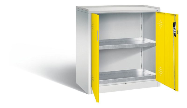 C+P Umweltschrank Acurado, H1000xB930xT500mm, Farbe: Lichtgrau / Verkehrsgelb, Muldengriff, 8821-315 S10165
