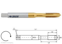 BAER HSSE-TIN Maschinengewindebohrer Form B - M 5 x 0,8 - DIN 371, 110404006