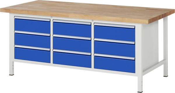 RAU Werkbank Serie 8000 - Modell 8574, B2000 x T900 x H840-1040 mm, 13-8574A2-209B4H.11