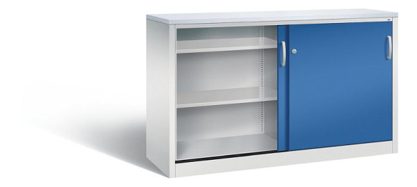 C+P Sideboard mit Schiebetüren Acurado, H1000xB1600xT500mm, Farbe: Lichtgrau / Enzianblau, Bügelgriff, 2156-00 S10093