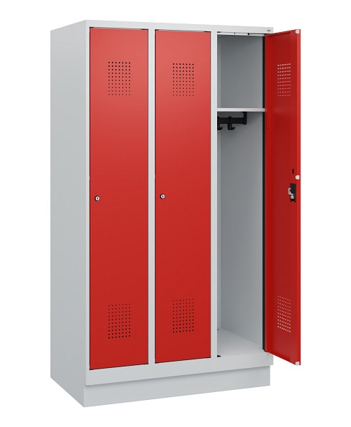 C+P Spind Evolo PLUS, Sockel, 3 Abteile, 1630x900x500mm, 7035/3020, Zylinderschloss, 0490205-30 S10028