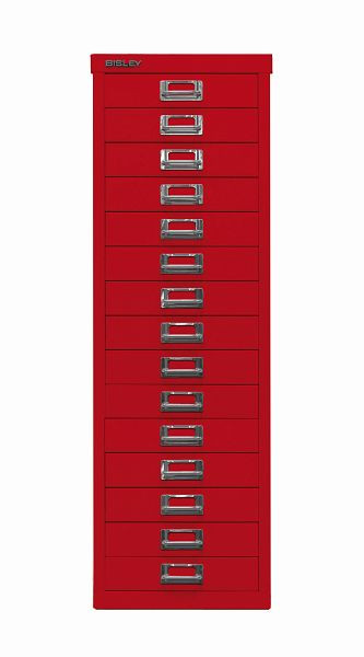 Bisley MultiDrawer, 39er Serie, DIN A4, 15 Schubladen, kardinalrot, L3915670