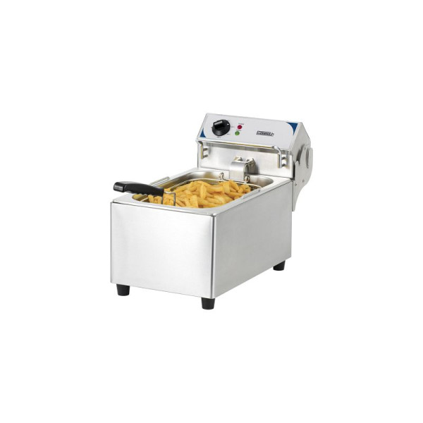 Casselin Fritteuse 10L mit Ablasshahn, Gehäuse, Abdeckung, Bedienfeld aus Edelstahl, CFE10B