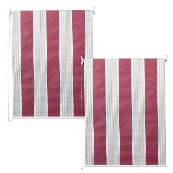 Mendler 2er-Set Rollo HWC-D52, Fensterrollo Seitenzugrollo Jalousie, 100x160cm Sonnenschutz blickdicht, rot/weiß/beige, 2x63349
