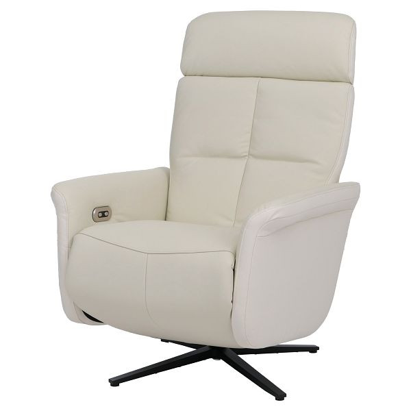 Mendler Relaxsessel HWC-L10, TV-Sessel Liegesessel, Liegefunktion drehbar, elektrisch verstellbar Voll-Leder, creme-weiß, 118799