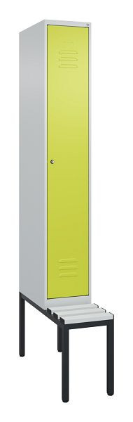 C+P Umkleidespind Classic PLUS mit Mitteltrennwand, Bank, 2120x300x815mm, 7035/0024, Zylinderschloss, 0800507-10F S10025