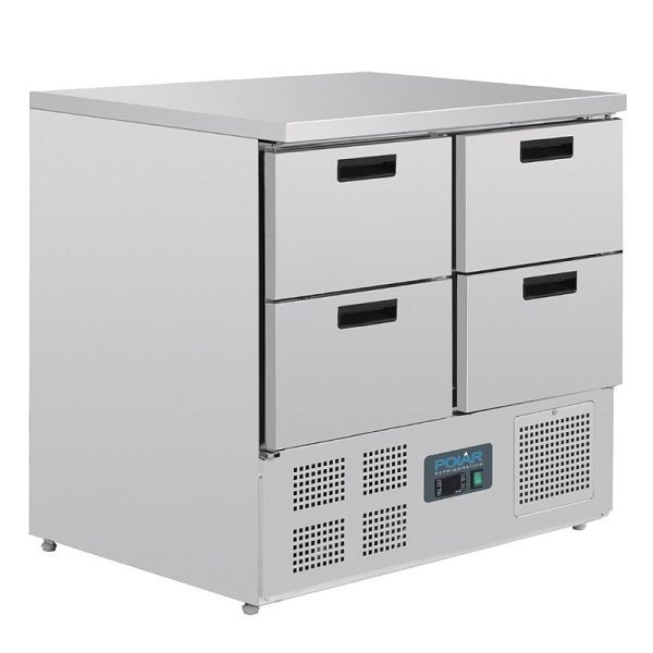 Polar Serie G Kühltisch mit 4 Schubladen 240L, Finish: Edelstahl, U638