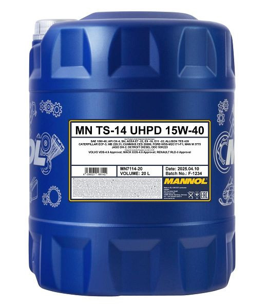 MANNOL Mehrbereichsöl 7114 TS-14 UHPD 15W-40, VE: 20 l, MN7114-20