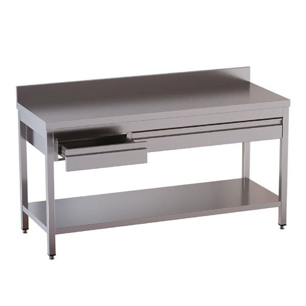 Vaiotec TOPLINE Arbeitstisch / Grundboden, 4 Schubladen und Aufkantung, 2000 x 700 mm, 12562