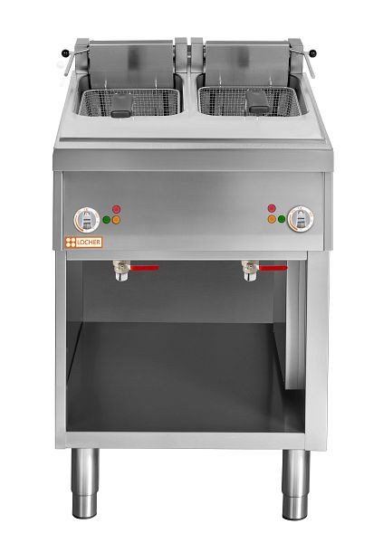 Locher Elektro-Fritteuse mit 2 Becken, 2 x 10 Liter, offener Unterbau, 290512