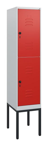 C+P Doppelstöckiger Spind Classic PLUS, Gestell, 1950x400x500mm, 7035/3020, Drehriegel, 0803305-12 S10002