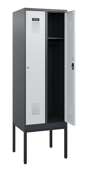C+P Spind Evolo PLUS, Gestell, 2 Abteile, 1950x600x500mm, 7016/7035, Zylinderschloss, 0490305-20 S10044