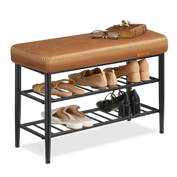 VASAGLE EKHO Schuhbank mit Naht 30 x 80 x 50 cm Moderne 135 kg Tragfähigkeit 135 kg Kunstleder mit Nähte, LSB054K01