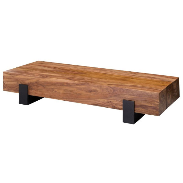 Wohnling Couchtisch SORON 115x22x44cm Sheesham Massivholz/Metall, WL5.597