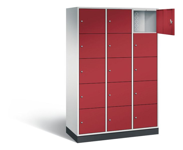 C+P XL-Schließfachschrank Intro, H1950xB1220xT490mm, Farbe: Lichtgrau / Rubinrot, 8570-302 S10061
