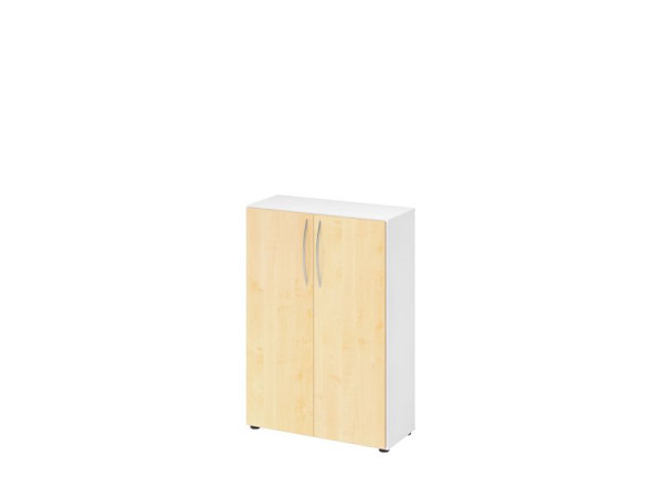 Hammerbacher Schrank 4550 BM, 3 OH, Farbe Korpus: Weiß / Farbe Front: Ahorn, 80 x 34,6 x 114,4 cm (BxTxH), Bogengriff BM, V4550/W/3/BM