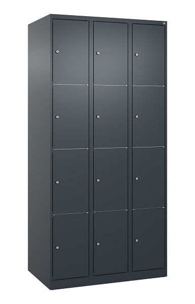 C+P Schließfachschrank Classic PLUS, 3 Abteile mit je 4 Fächern, 1850x900x500mm, 7016/7016, 080000-304 S10010